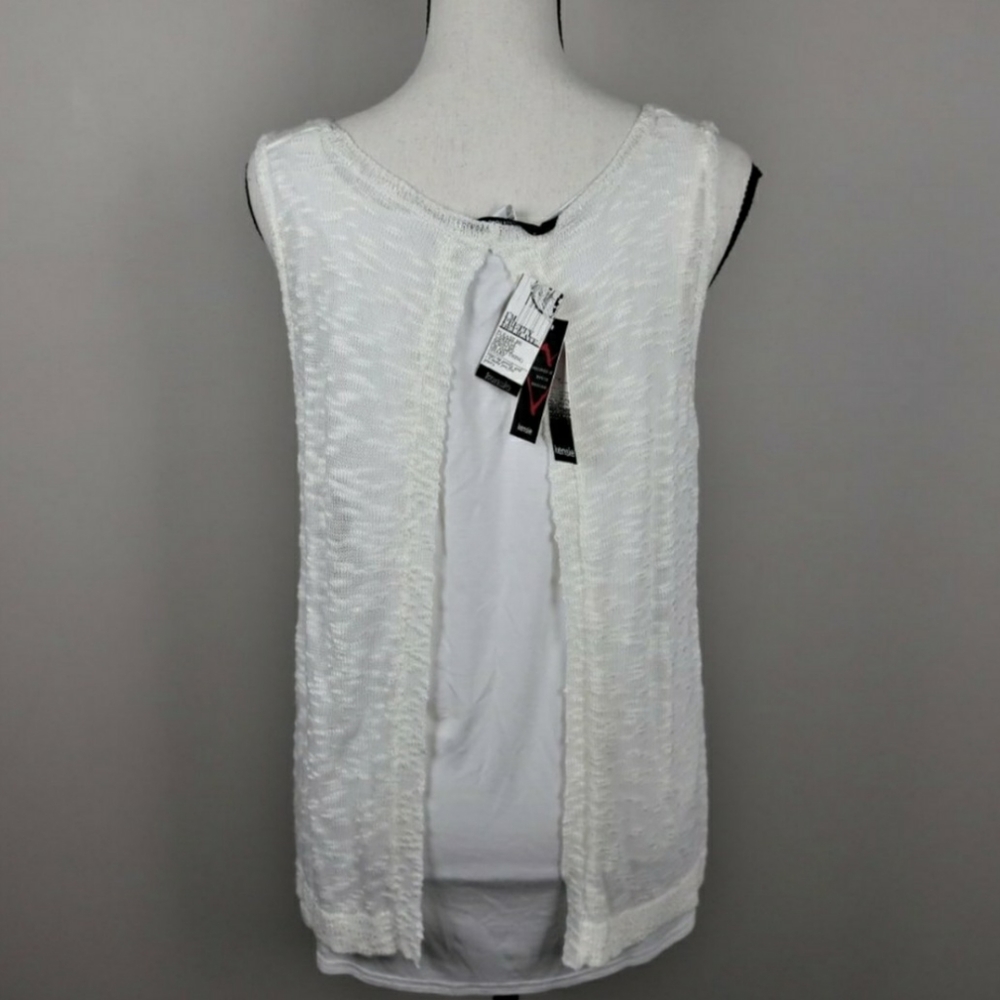 NWT Kensie Off White Double Layer Tank Size Large - Picture 8 of 12